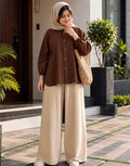 Brown Button Down Shirt With Beige Flapper Trouser