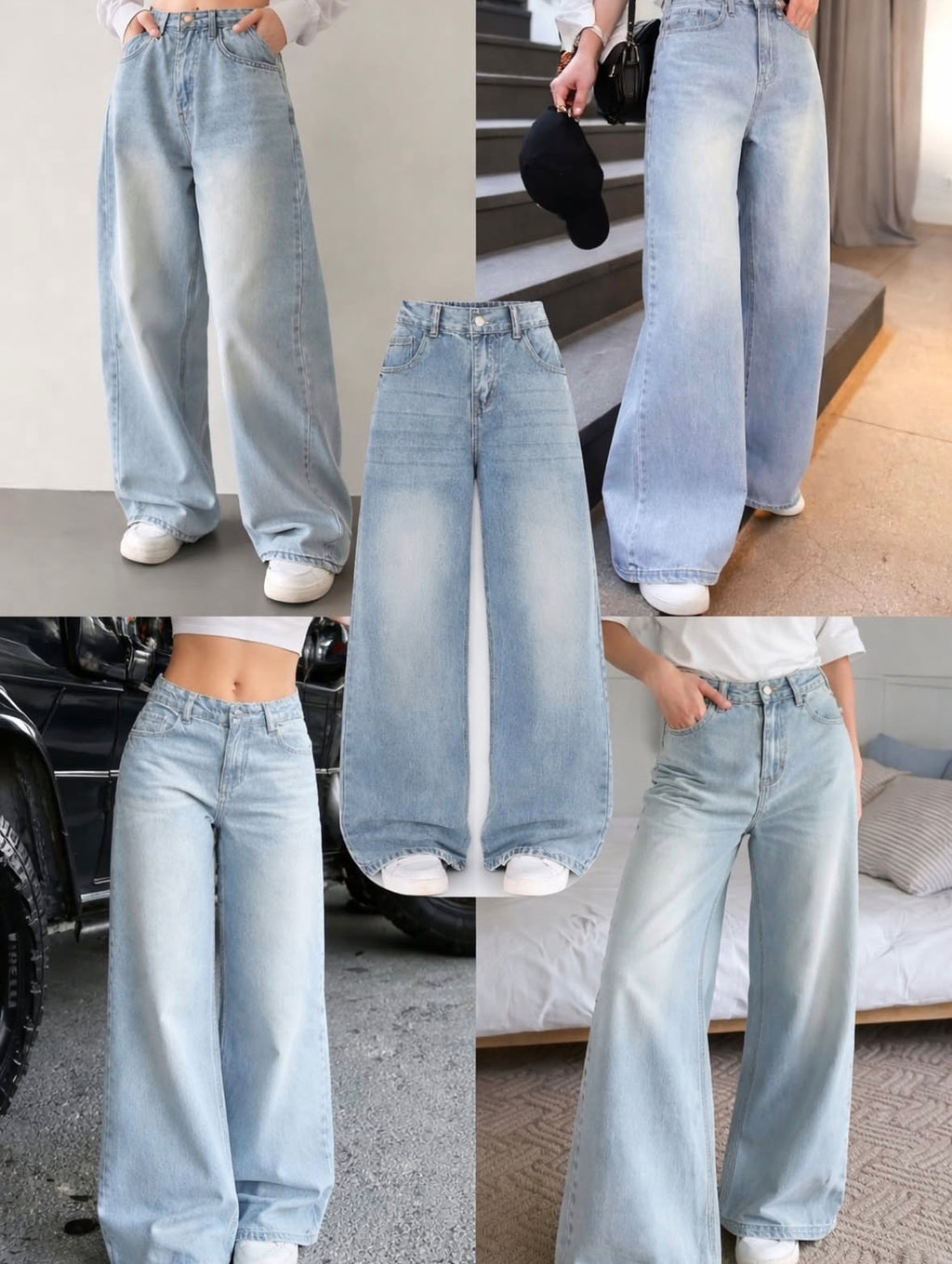 Sky Blue Vintage Wide Leg Jeans