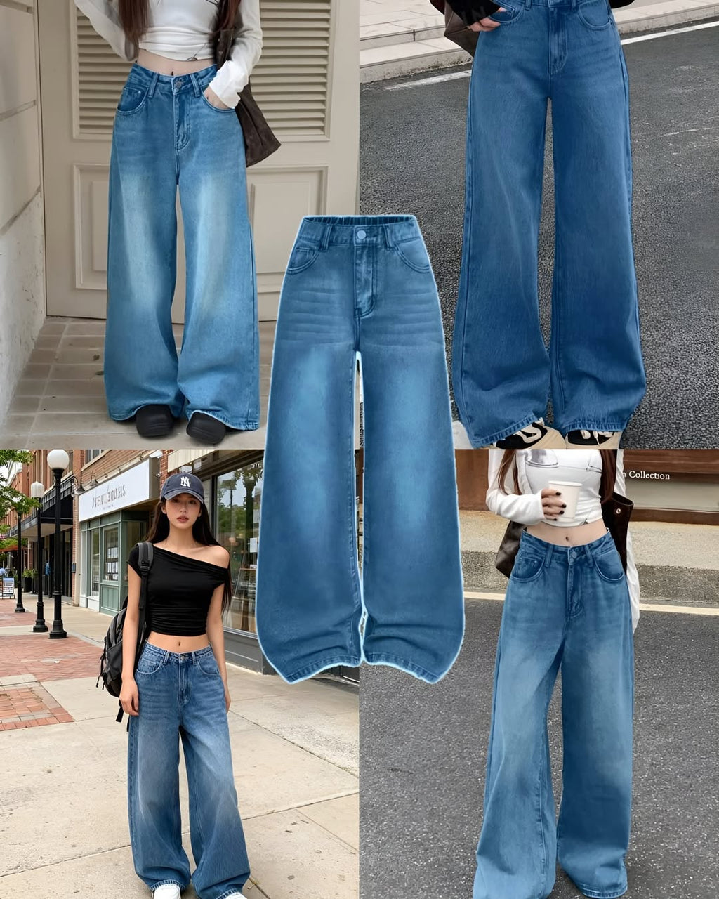 Mid Blue Vintage Wide Leg Jeans