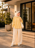 Pale Yellow Button Down Shirt With Beige Flapper Trouser