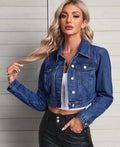Dark Washed Cropped Denim Jacket