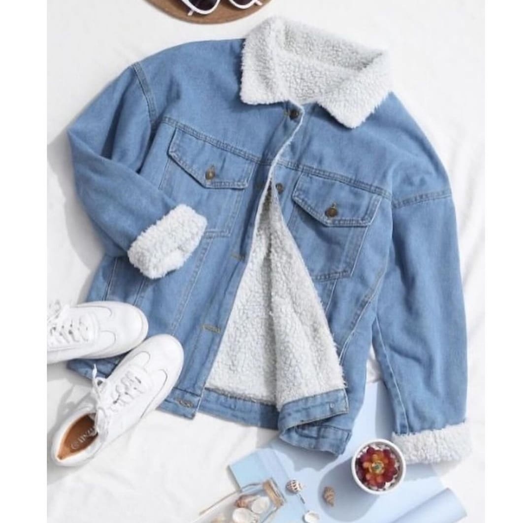 iceblue Furry Denim Jacket