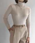 Beige High Neck