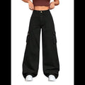 black wideleg denim cargo (6 pockets)