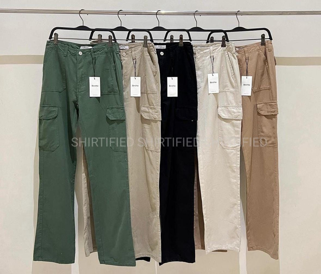 wideleg cotton cargo pants