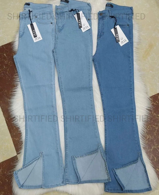 side slits bell bottom jeans