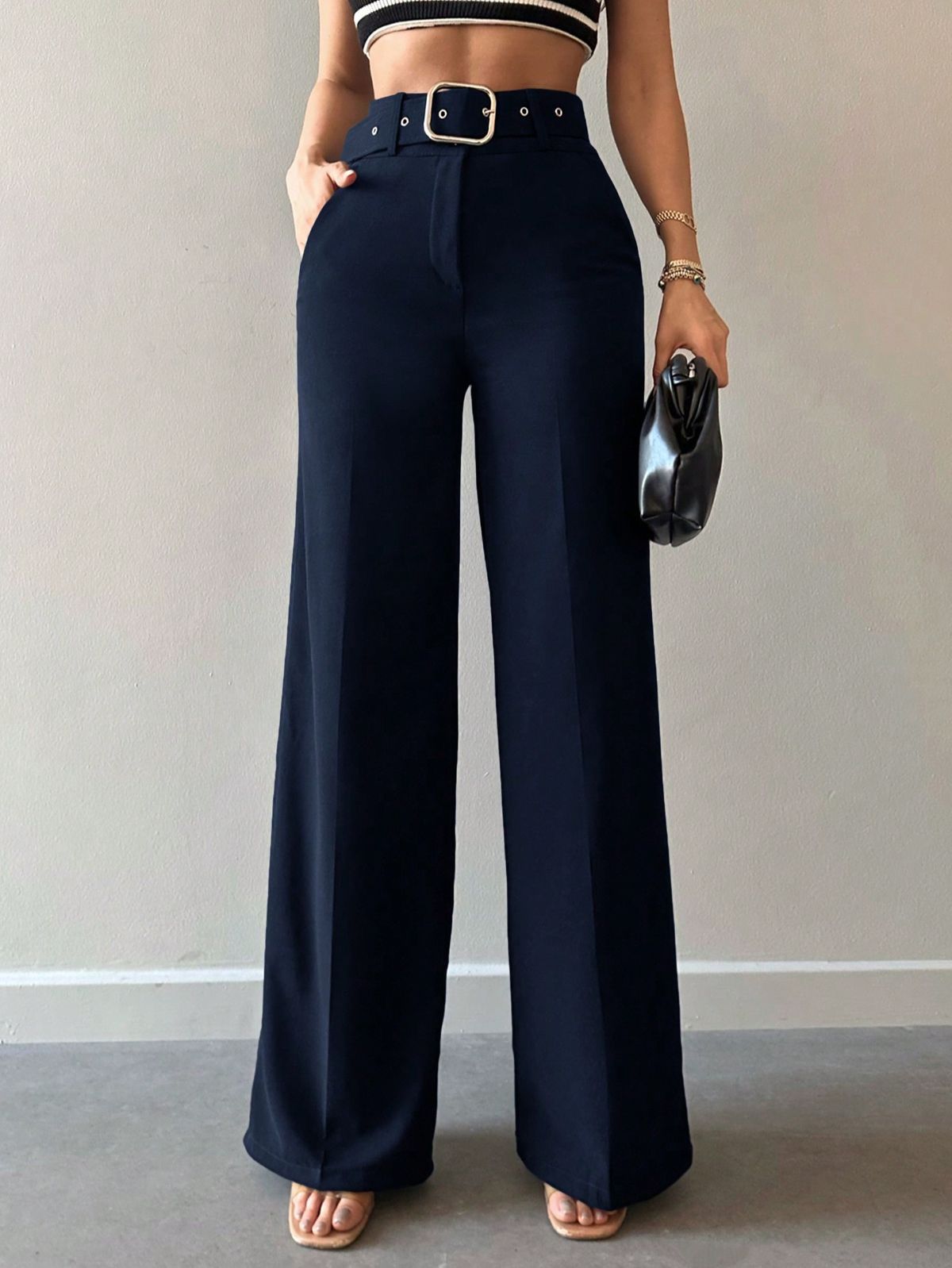 navyblue formal wideleg pant
