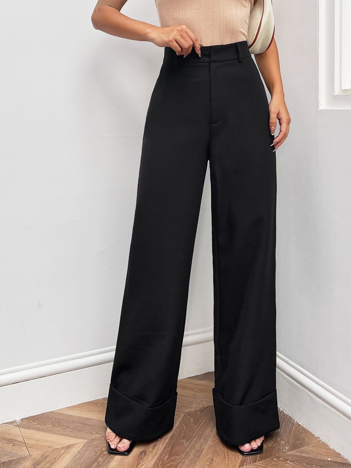 black formal wideleg pant