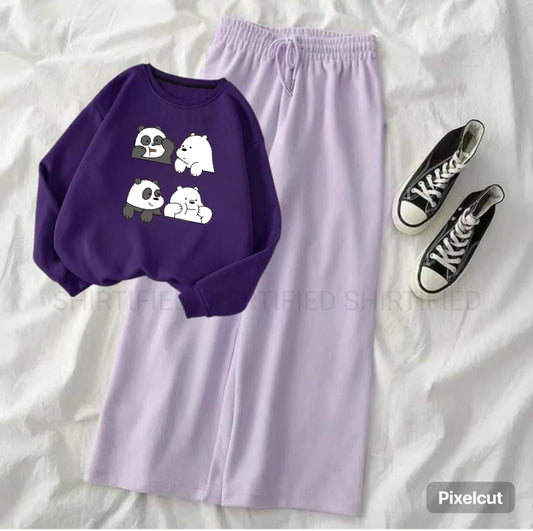 dark purple sweatshirt 4panda with lilac flapper