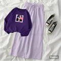 dark purple sweatshirt butterpuff with lilac flapper