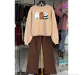 brown flapper plain with beige sweatshirt 3bears