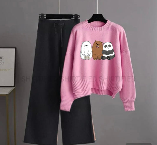 black flapper plain with pink  sweatshirt 3bears