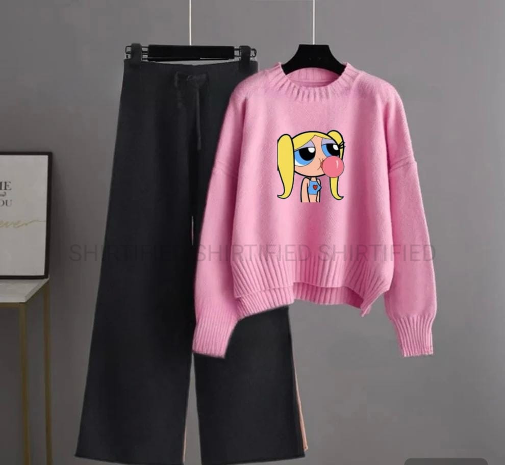 black flapper plain with pink  sweatshirt bubble girl