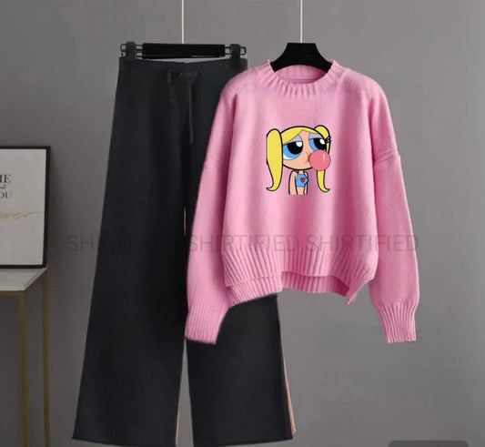 black flapper plain with pink  sweatshirt bubble girl