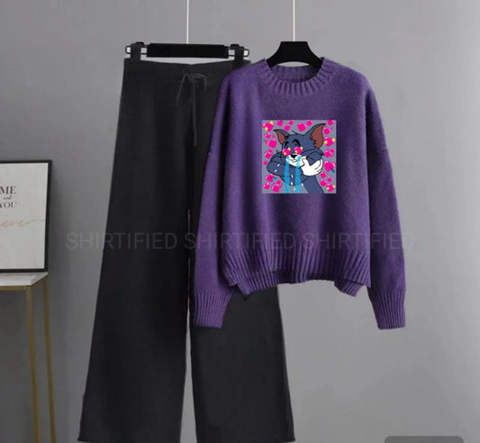 black flapper plain with dark purple sweatshirt aesthetic tom