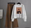 white sweatshirt coffee girl with brown flapper