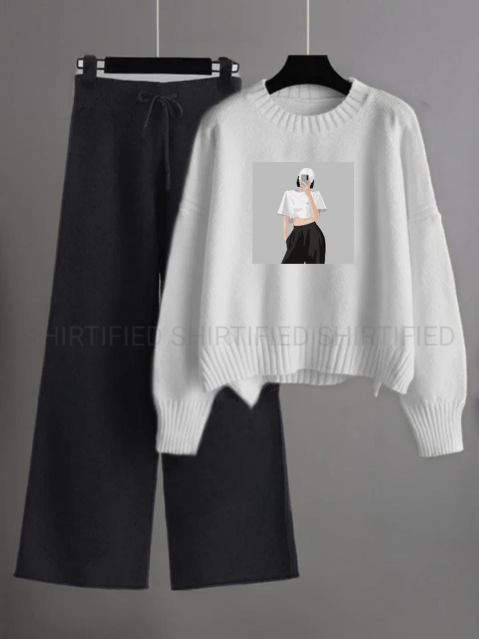 white sweatshirt selfie girl with black flapper plain
