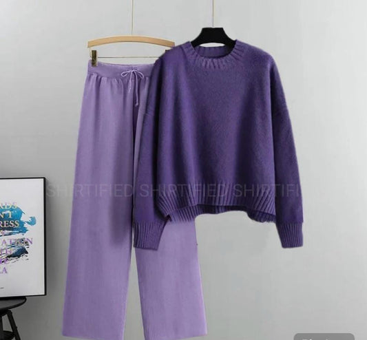 dark purple sweatshirt plain with lilac flapper plain