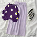 dark purple sweatshirt sunflowers all over with lilac flapper