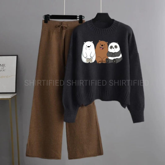 black sweatshirt 3bears with brown flapper