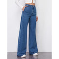 mid-wash wide leg  jeans