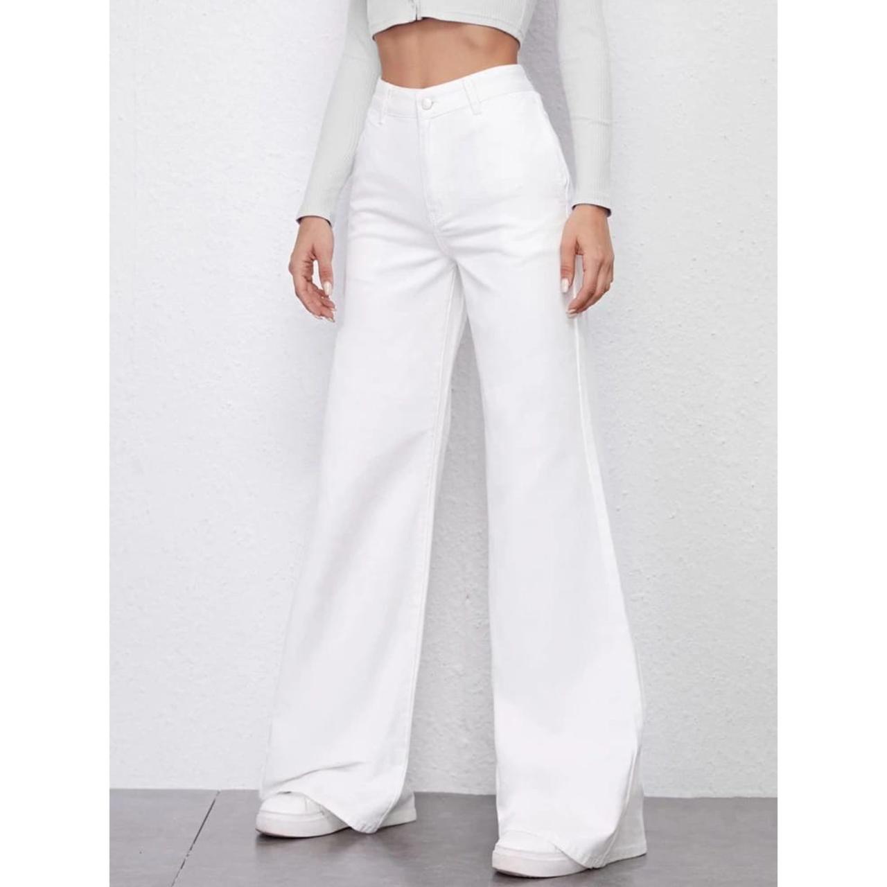 white wide leg jeans