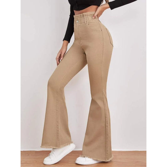 beige bell bottom jeans
