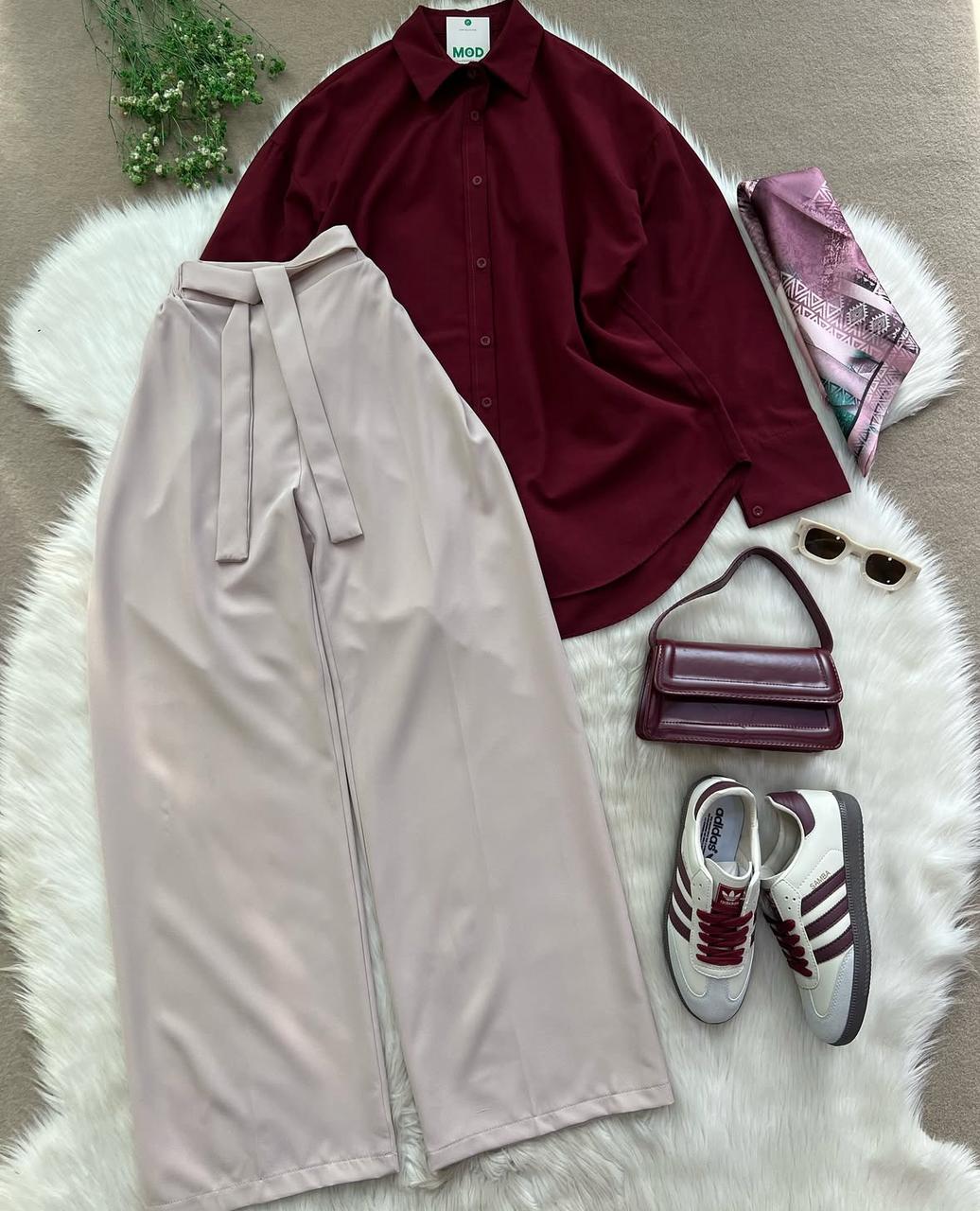 skin formal pants with maroon button down shirt
