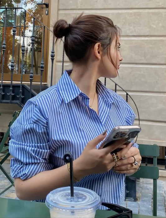 trendy blue lining button down shirt