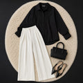 White Formal Pant With Black Button Down Shirt