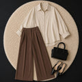 Brown Formal Pant With Beige Button Down Shirt