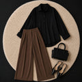 Brown Formal Pant With Black Button Down Shirt