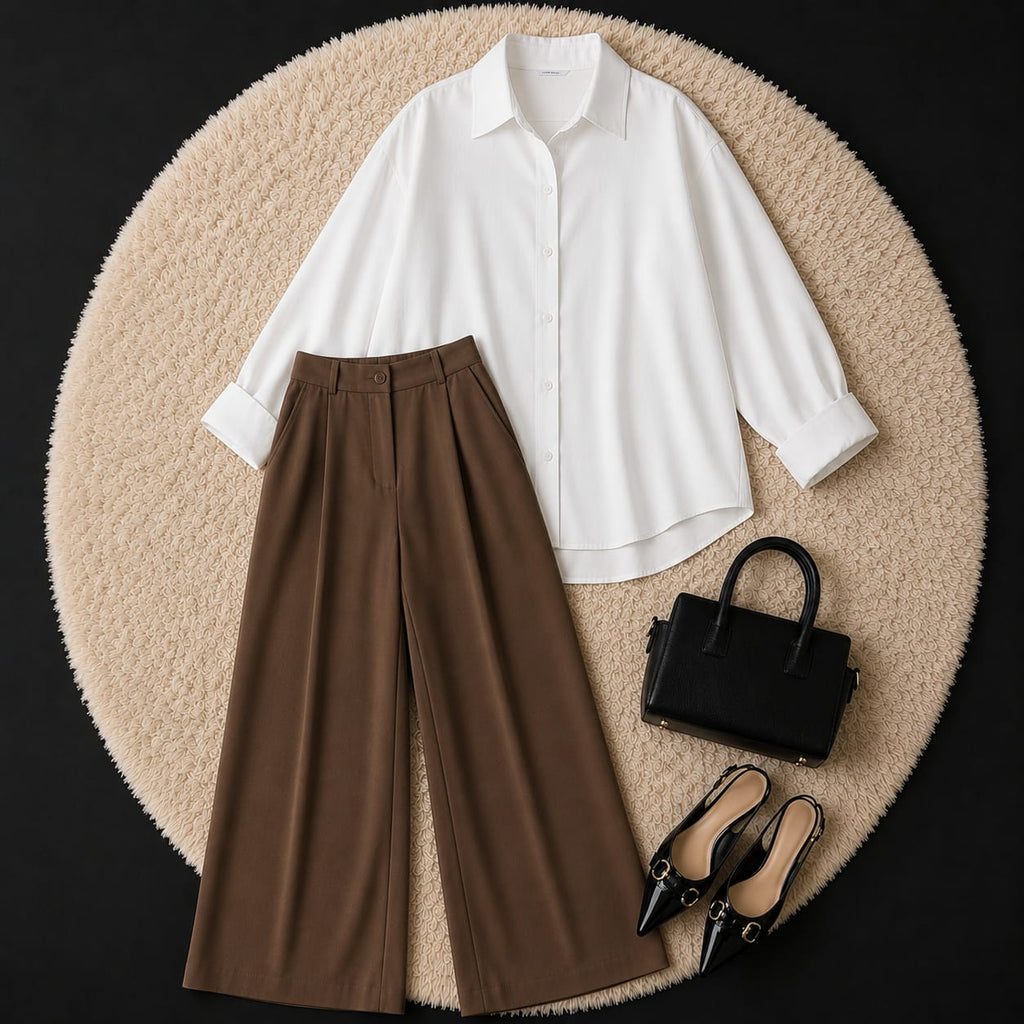Brown Formal Pant With White Button Down Shirt
