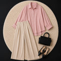 Beige Formal Pant With Baby Pink Button Down Shirt