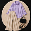 Beige Formal Pant With Lilac Button Down Shirt