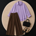 Brown Formal Pant With Lilac Button Down Shirt