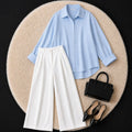 White Formal Pant With Sky Blue Button Down Shirt