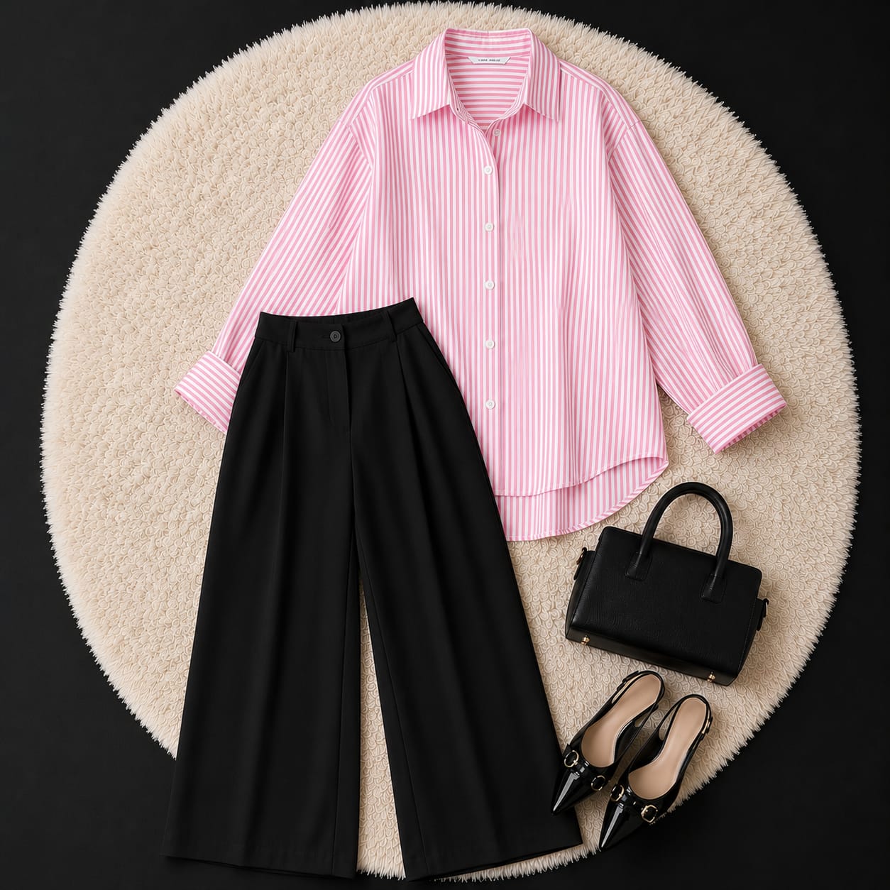 White Formal Pant With Black Stripe Button Down Shirt