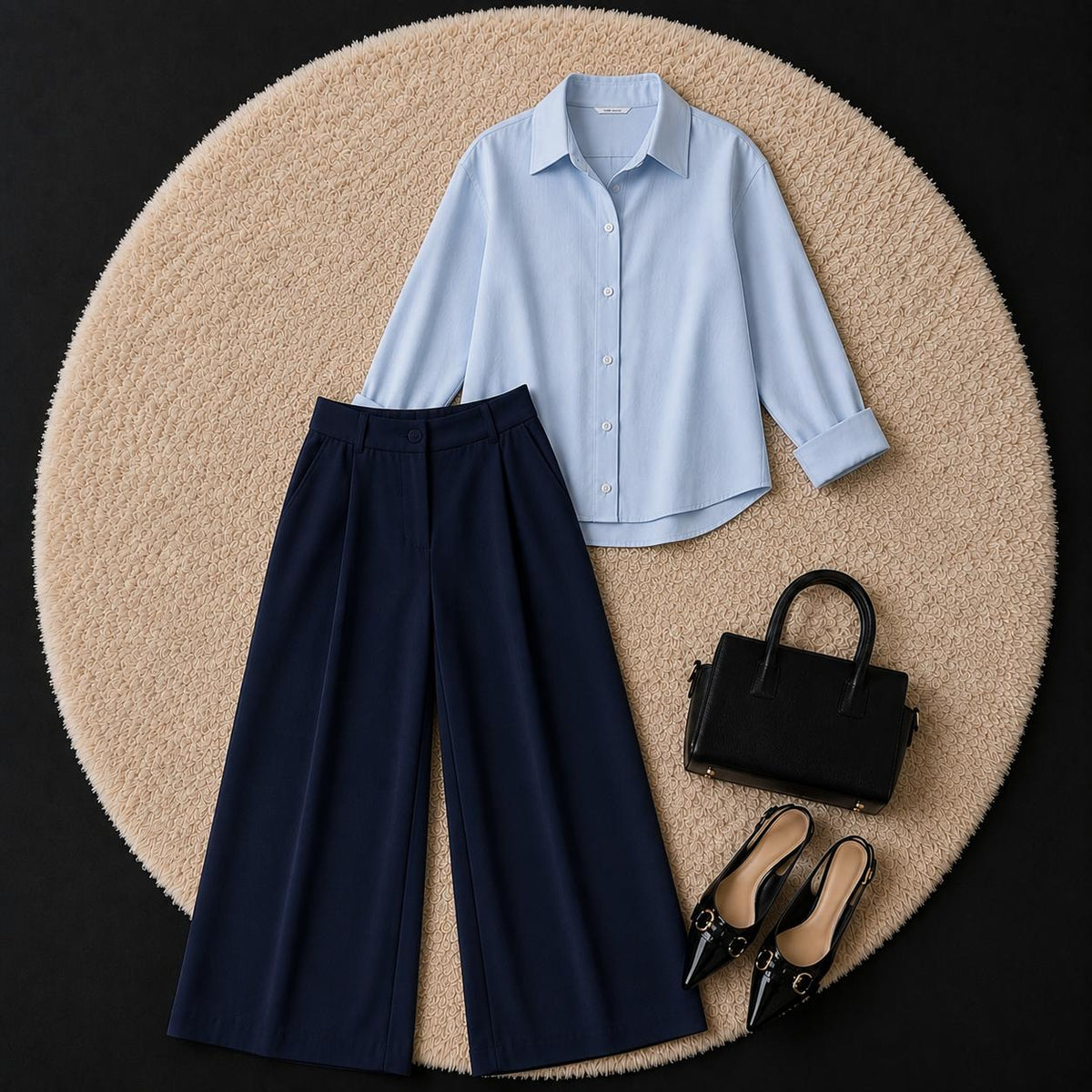 Navy Blue Formal Pant With Light Blue Button Down Shirt