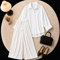 White Button Down Shirt With White Flapper Trouser