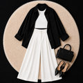 Black Button Down Shirt With White Inner & White Formal pant