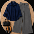 Navy Blue Button Down Shirt With Grey Jeans