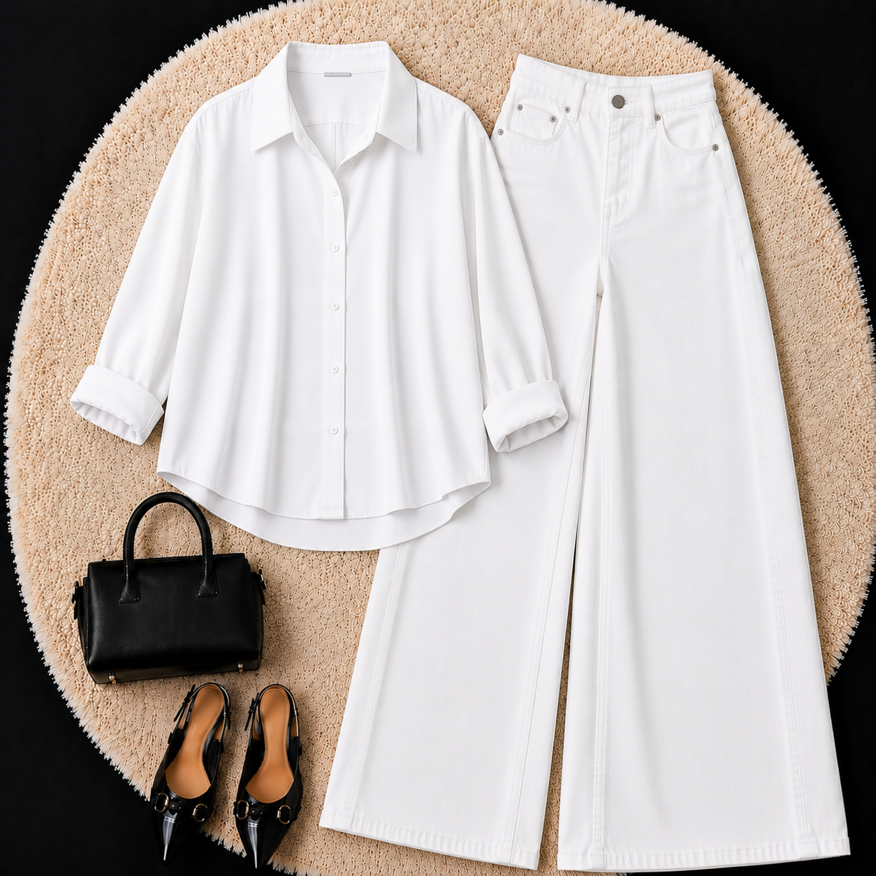 White Button down shirts with White Jeans
