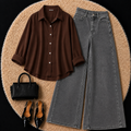 Brown Button Down Shirt With Grey Jeans