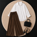 White Button Down Shirt With Brown Flapper Trouser