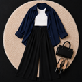 Navy Blue Button Down Shirt With White Inner & Black Formal pant