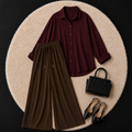 Maroon Button Down Shirt With Brown Flapper Trouser