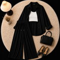 Black Down Shirt With Inner & Black Flapper Trouser