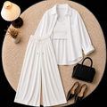 White Down Shirt With Inner & White Flapper Trouser