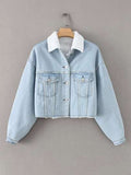Light Washed Fur Collared Denim Jacket